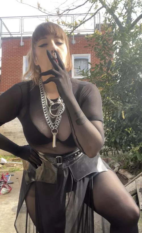 Smoking in my sheer sessioning outfit. Perfect for smoking and face sitting!