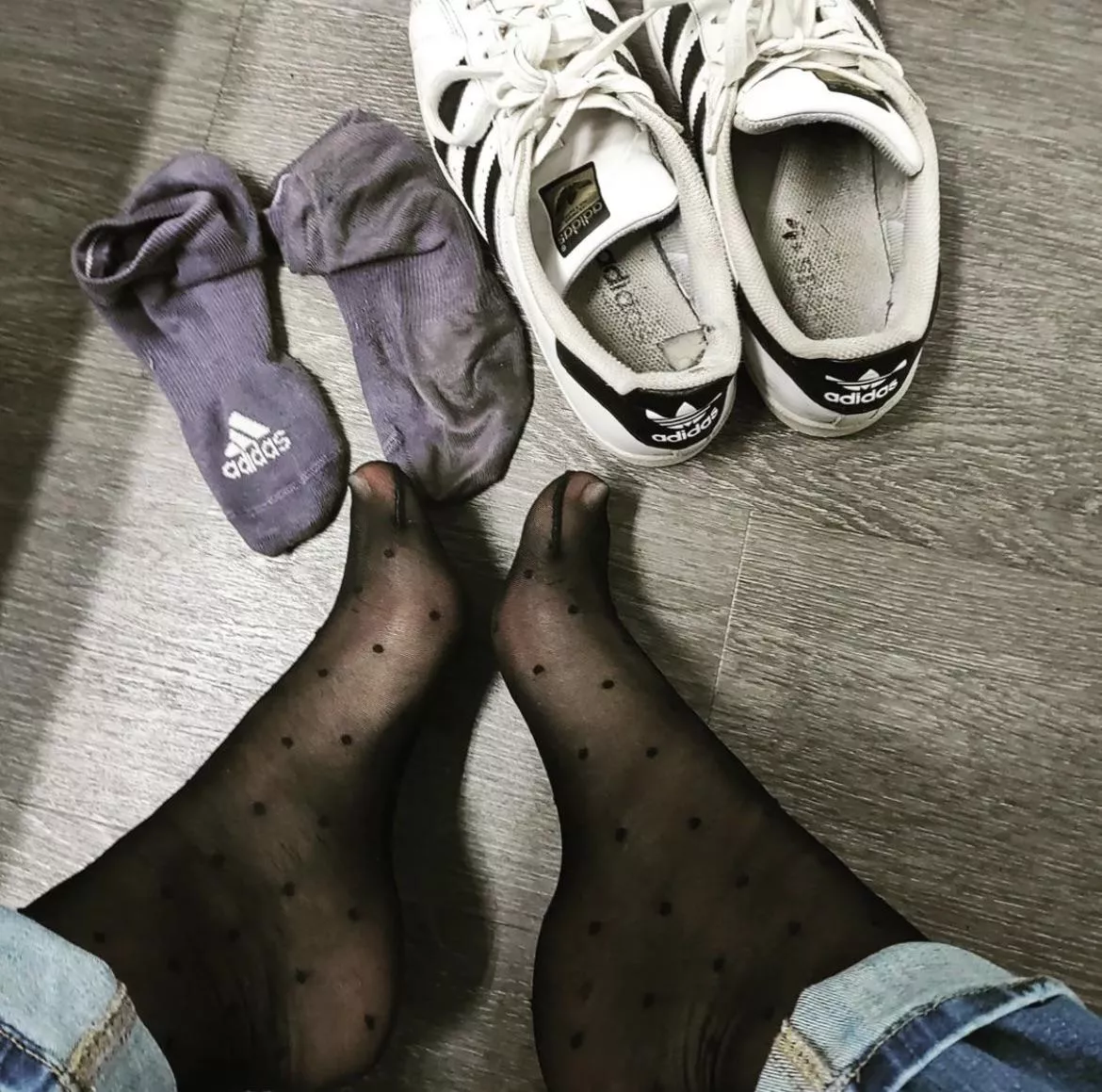 Some nylons and sweaty socks+shoes for your night! 😋