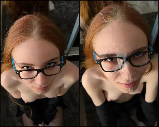 Someone tell me that boys love to cum on glasses.🫦 I have some space for your load too. But don’t tell hubby.