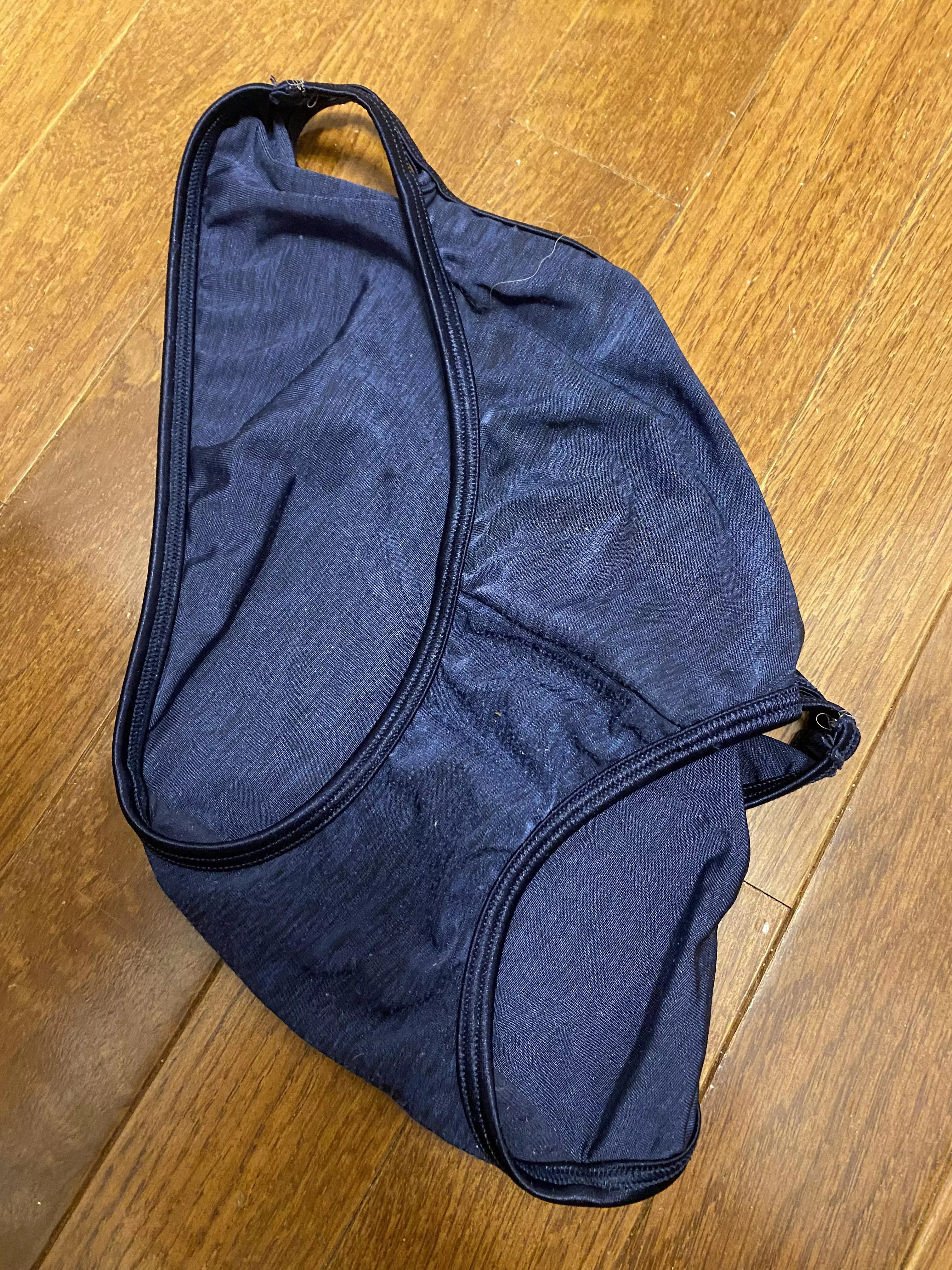 Swim Team Royal Blue Panties Dropped After Long Run Day. You Get This Side. I Get the Other!