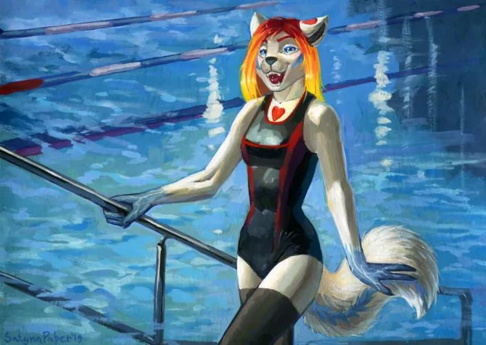 Swimming pool! Gouache painting. (art by me)