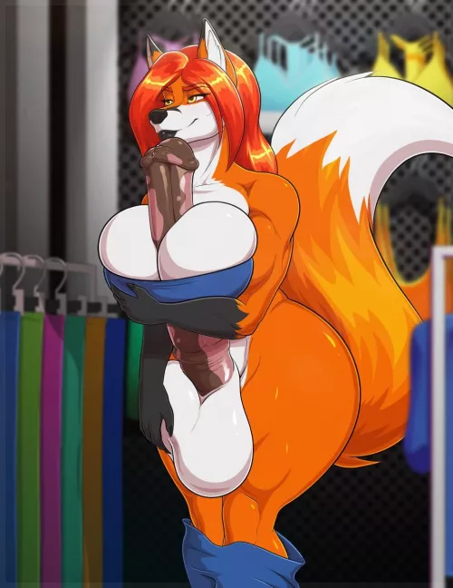 The shop owner has some clothes that would look great for you, she’ll help you get them on in the fitting room herself (Tridark)