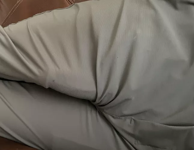 These pants are not doing a good job of hiding it