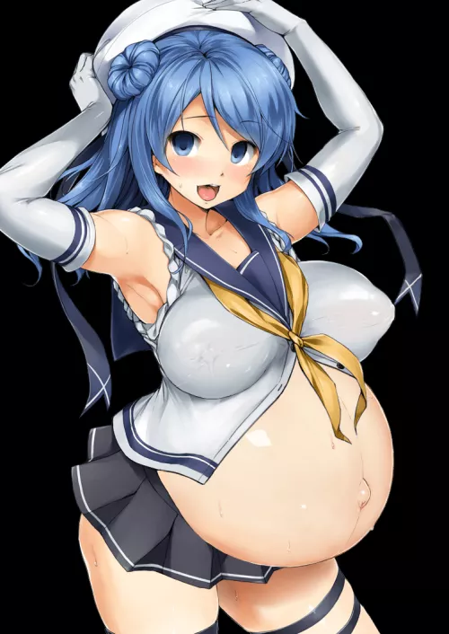 Too pregnant for her little outfit