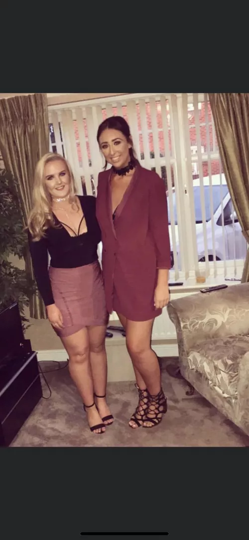Two chav tarts from Manchester trying their best to look classy
