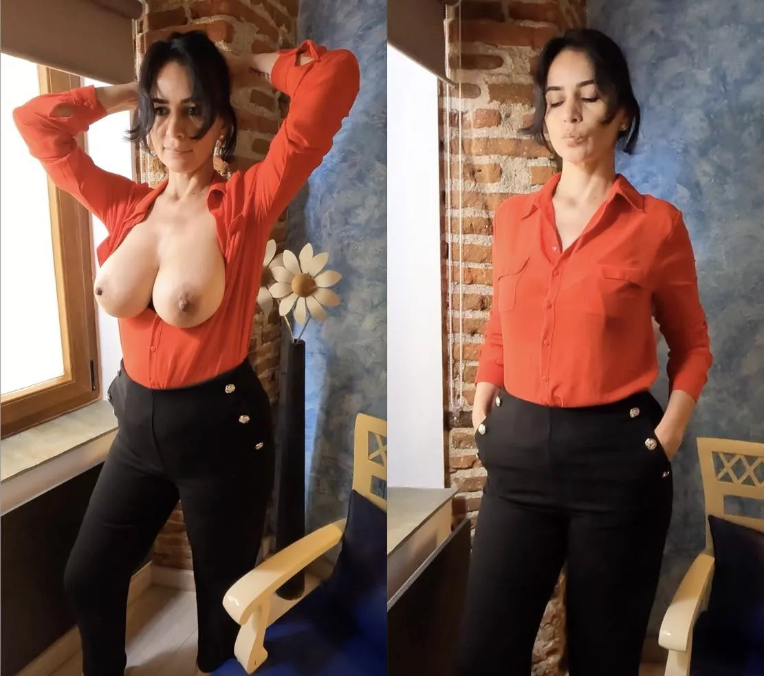 Under my red blouse…