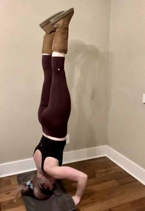 Was challenged to do a headstand in Lulus and Uggs 😅