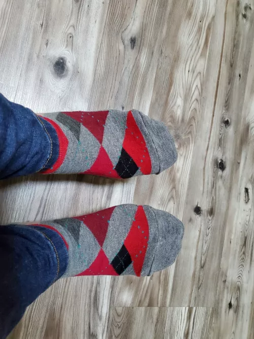 Wearing my striped socks around the house :)