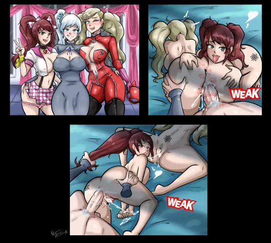 Weiss having fun with Rise and Ann [NayaaNSFW]