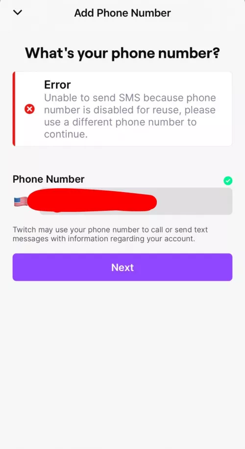 What does this mean? Disabled for reuse? I’ve never used my phone number before.