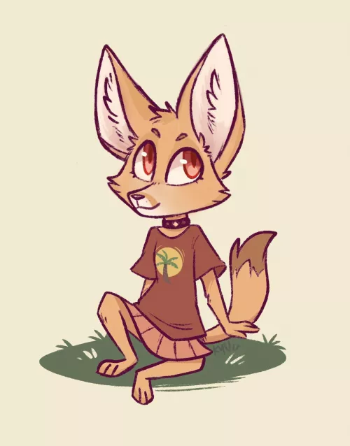 Whatcha doing? Name suggestions welcome for fennec fox gal! [art by me @kazunekomori on twitter]