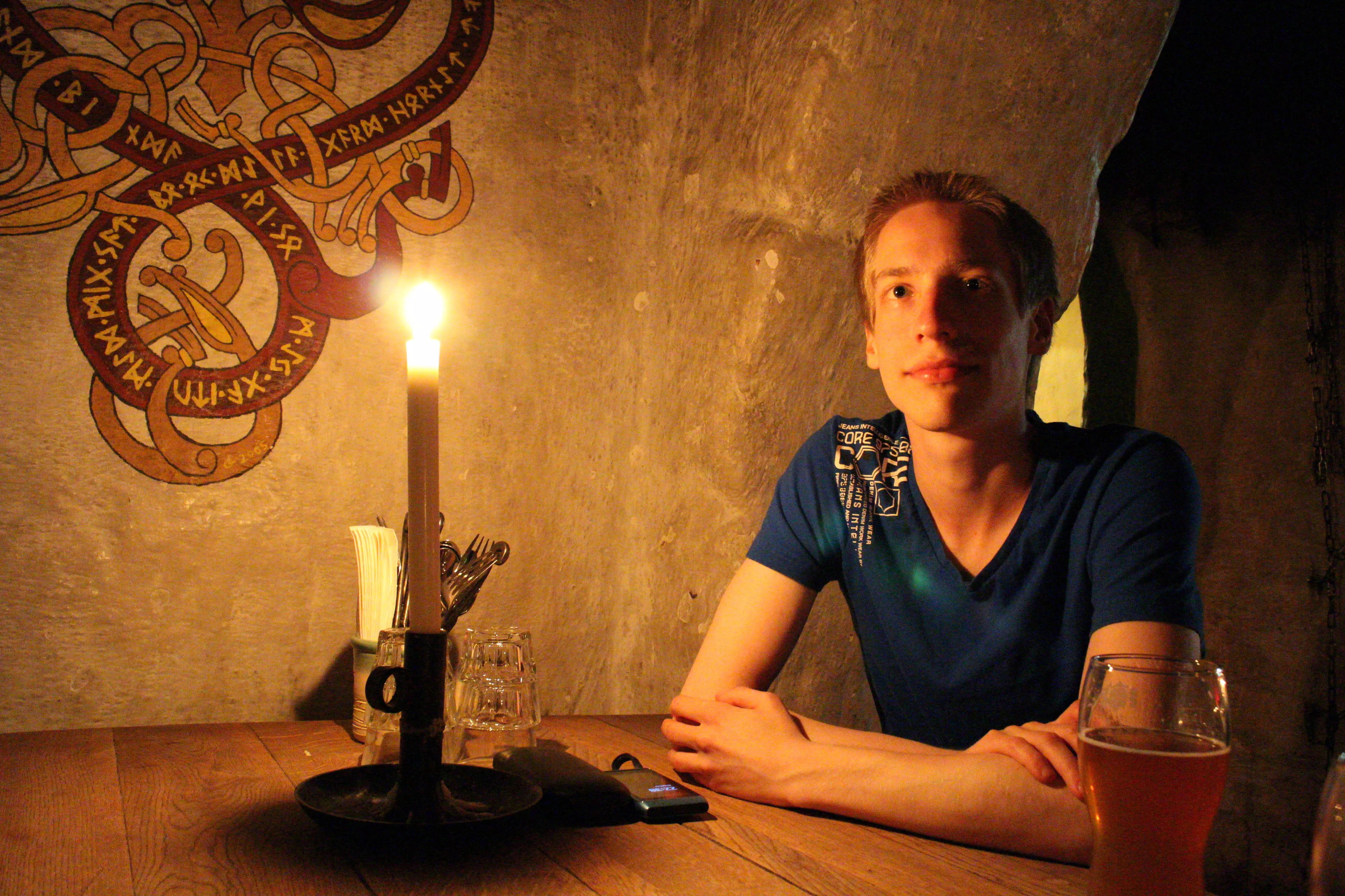 When candle light is the only light source 🙂 From a Viking pub in Stockholm