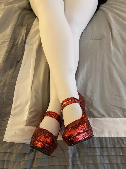 White tights and Ruby Heels 👠
