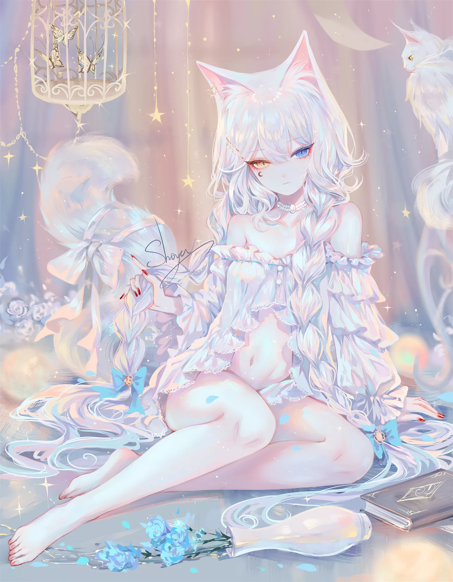 White-haired beauty