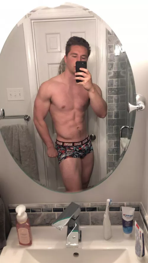 Who wants to see what’s under these captain America briefs?