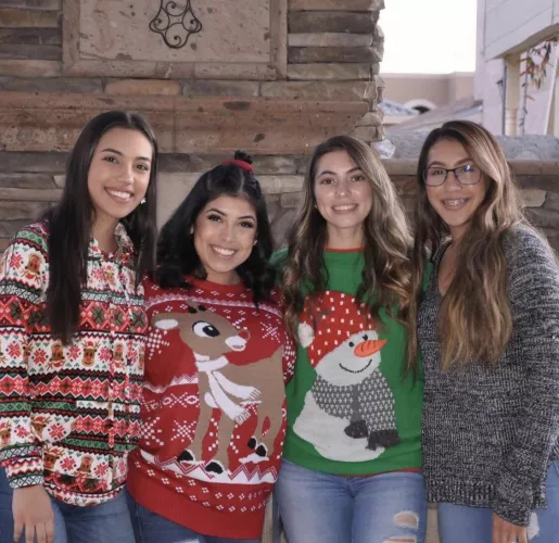 Who’s sweater is coming off? [4]