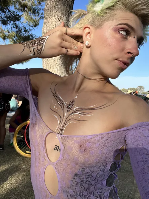 Wore this to a festival this weekend! First time having my nipples exposed all day ☺️. It kept riding up and I was basically just twerking in my g-string! 😂