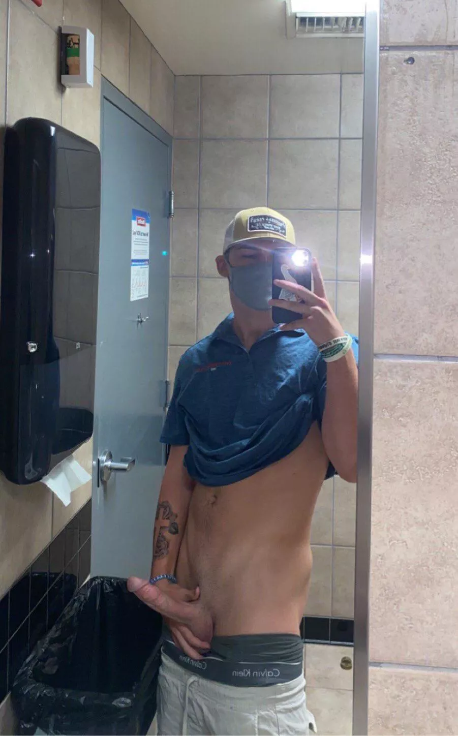 Would you suck my big dick if you saw it hanging out in the bathroom like this?