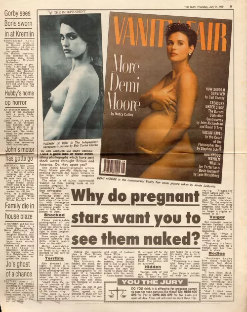 Yasmin Le Bon by Bob Carlos Clarke and Demi Moore by Annie Leibovitz | The SUN U.K. 11-July-1991