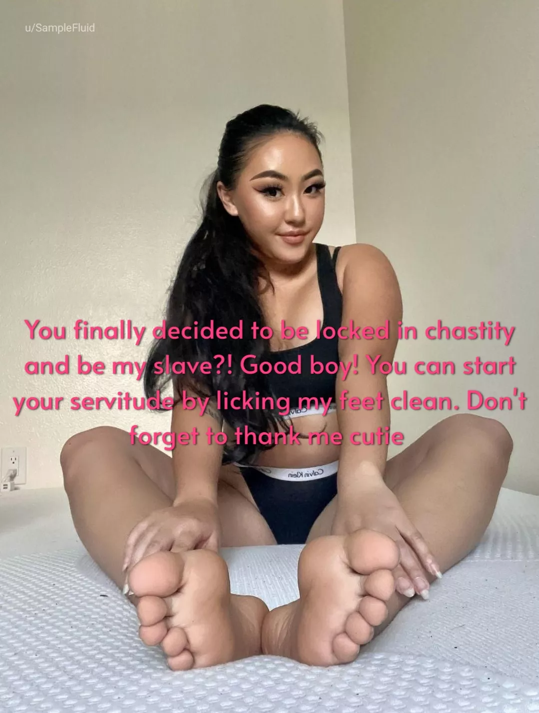 You begged her to let you be her slave. She agreed on the condition that you never have an erection again