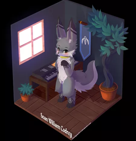 A li'l perspective drawing with my OC (Art by me @Scodrey on Twitter)