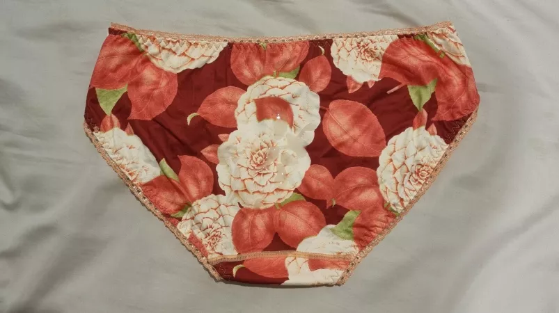 A load for her cute flower panties
