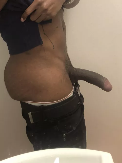 A selfie from work. My coworkers have no idea what goes on in the bathroom when I go in there😈