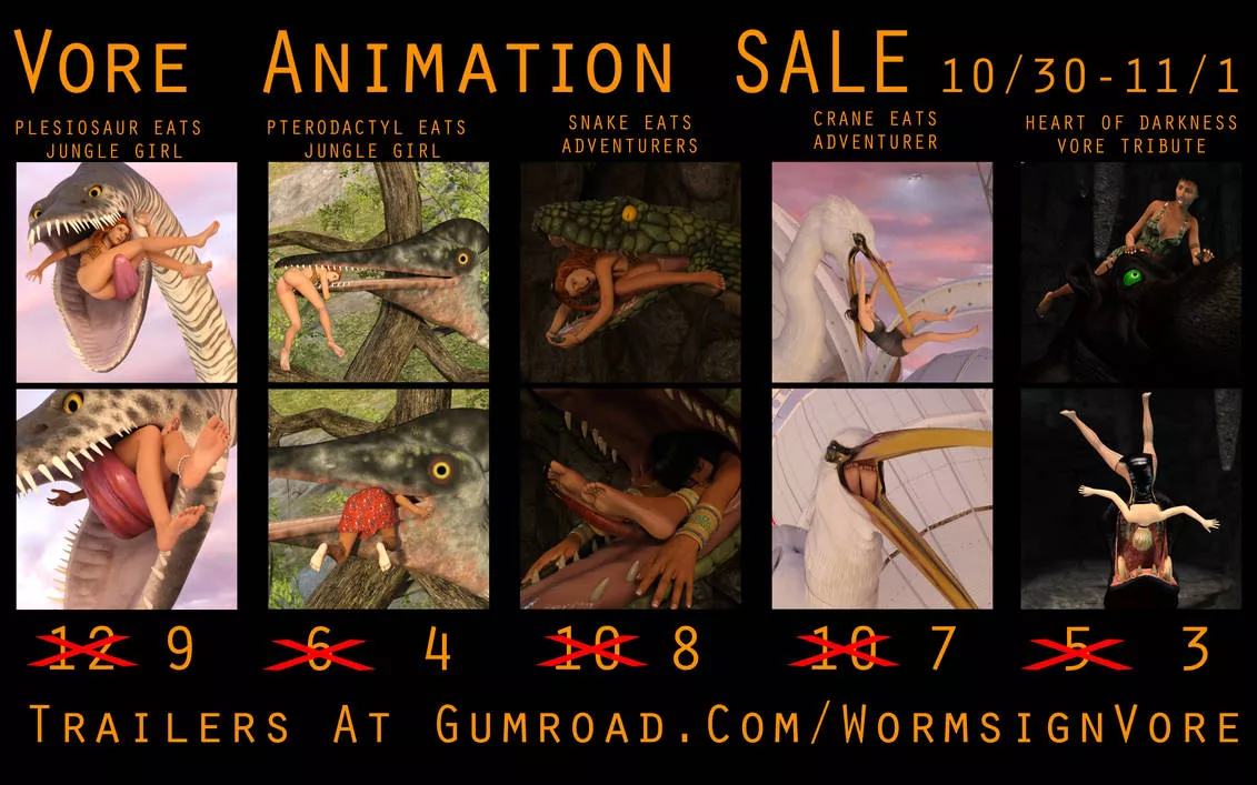 (AD)(Animations)Halloween Vore Animation Sale!(?/Non Human)(F/Human)(Soft)(Oral)(unwilling)(nsfw)(POV VR)(OC: WormsignVore Animations) (AD)(Animations)Halloween Vore Animation Sale!(?/Non Human)(F/Human)(Soft)(Oral)(unwilling)(nsfw)(POV VR)(OC: WormsignVore Animations)