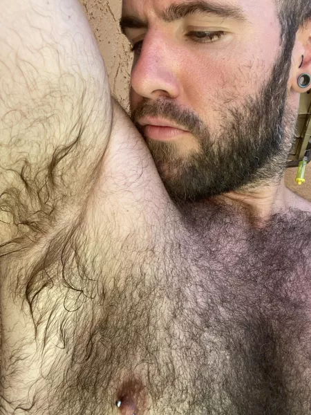 All sweaty from cleaning the pool 🐽