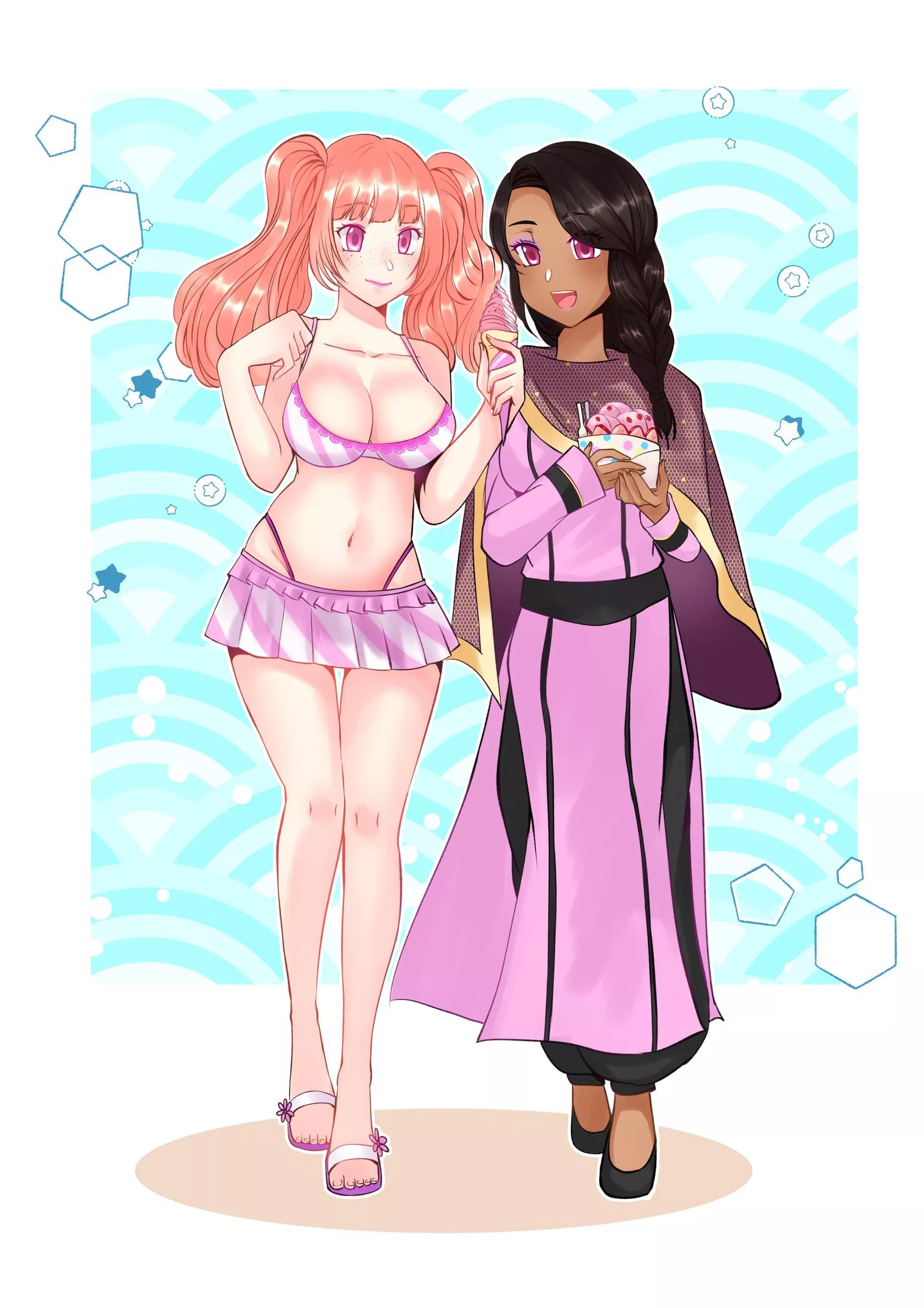 An art gift for a friend I recently commissioned, I picked their favorite pair eating strawberry ice cream π (drawn by michael_yomiko on Twitter) An art gift for a friend I recently commissioned, I picked their favorite pair eating strawberry ice cream π (drawn by michael_yomiko on Twitter)