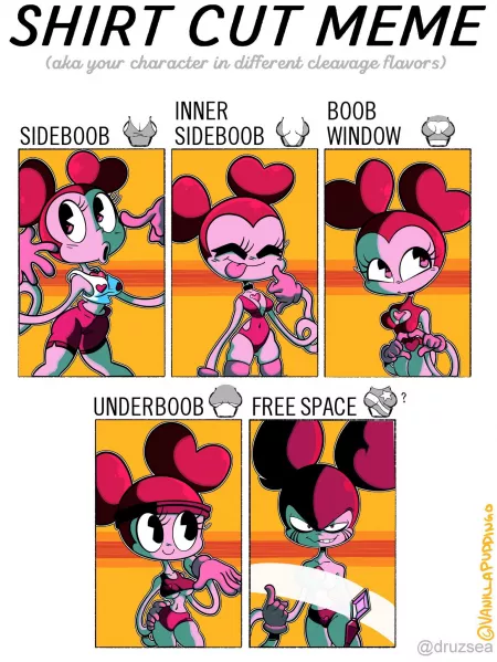 Another shirt cut meme, this time featuring Spinel (art by VanillaPuddingo)