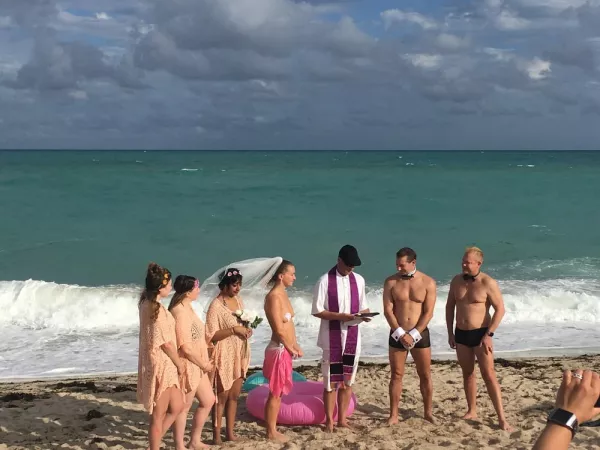 At Haulover: The bride was topless.