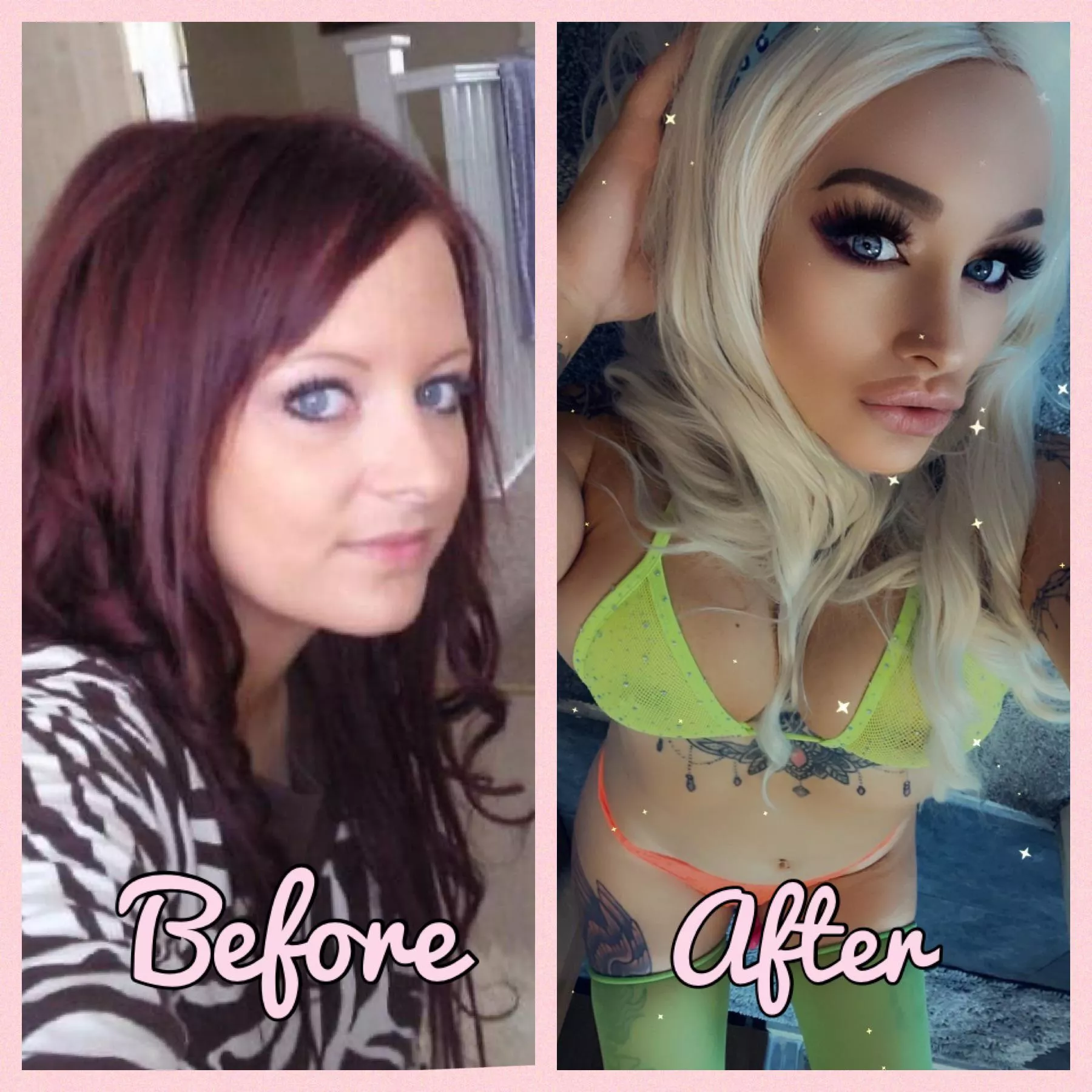 Before and after! Also getting my boobies a lot bigger soon 💙💙💙 just want to be some bimbo slut and please everyone xxxx Before and after! Also getting my boobies a lot bigger soon 💙💙💙 just want to be some bimbo slut and please everyone xxxx
