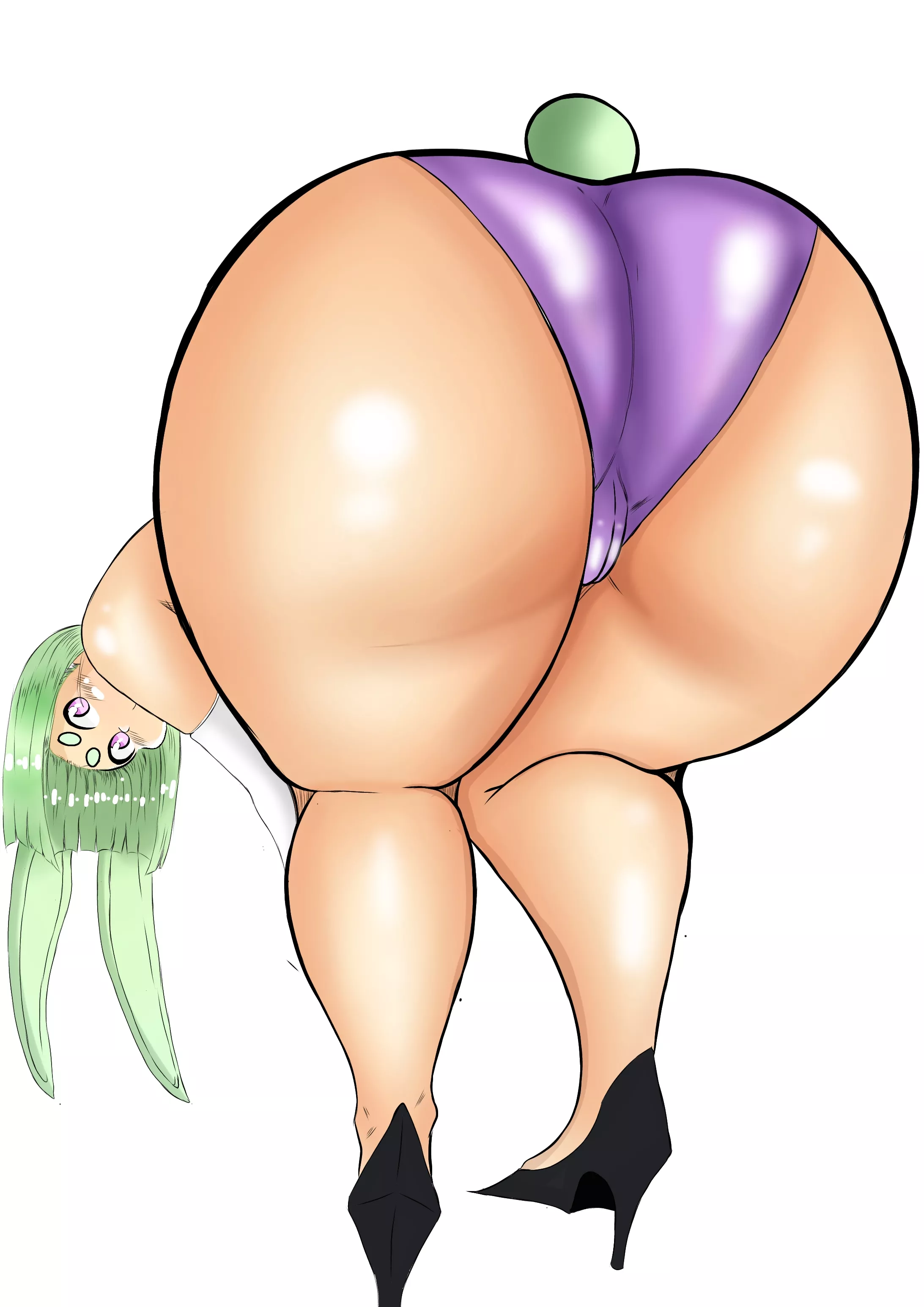 Bent over
