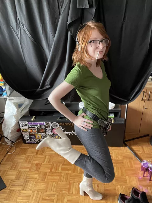 Braless in my new Go Go boots