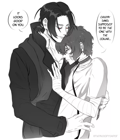 [Bungo Stray Dogs] for the final day of the Bottom Dazai Week(end) event, here’s a little Mori x Dazai for the prompt “collar”