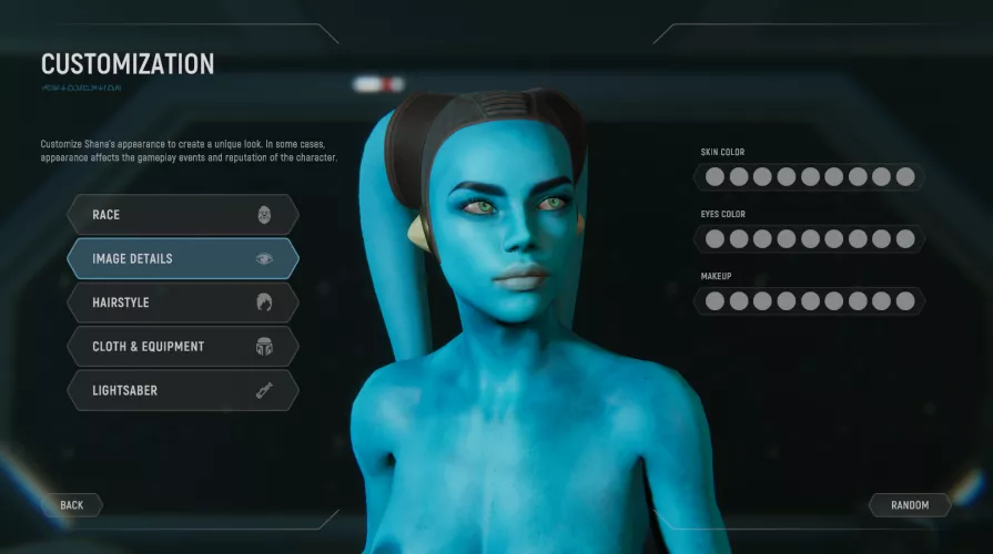 Character customization W.I.P.: Shana as twi'lek (StarLord Games).