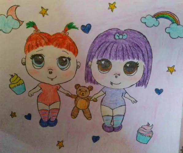 Colored a picture of me & my little friend today 😁. I'm not exactly a great artist but I have fun anyway
