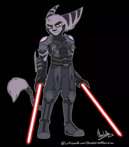 Commission for a friend on Deviantart, they asked me to draw their Lombax character as a Sith apprentice. This is a tad old but I felt like sharing :)