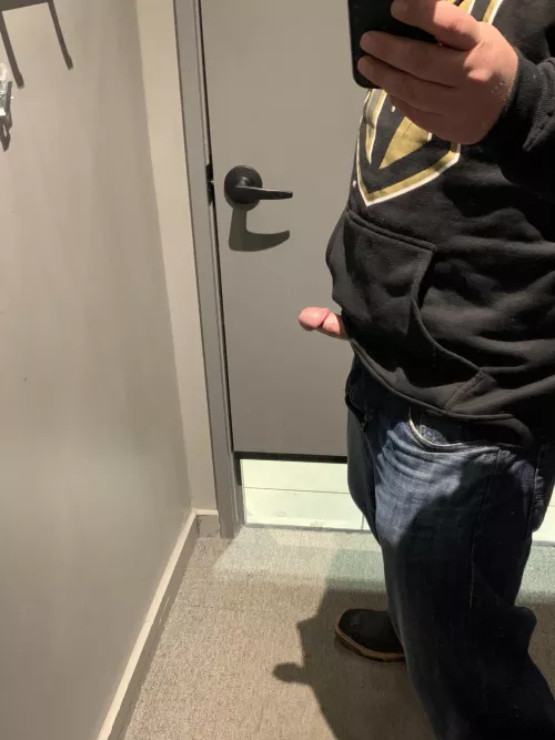 Crowded fitting area, think anyone noticed the shadow?