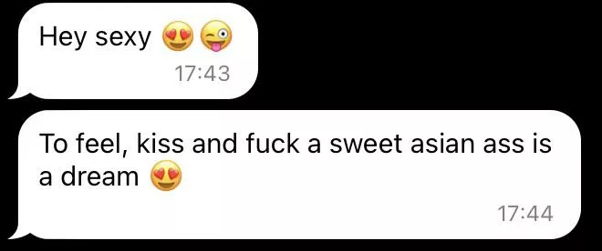 Fellow gaysians, how many days has it been since you last got fetishized? I wonder what's the success rate of these guys who think it's a good idea to send this as the first message Fellow gaysians, how many days has it been since you last got fetishized? I wonder what's the success rate of these guys who think it's a good idea to send this as the first message