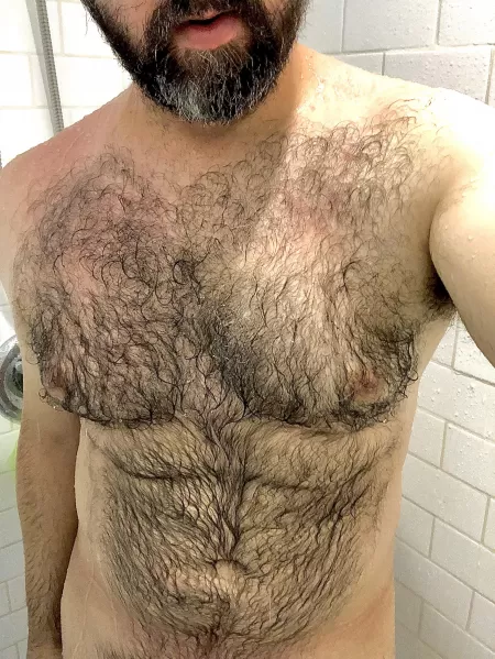 Furry and wet...get in here and give me a pet.