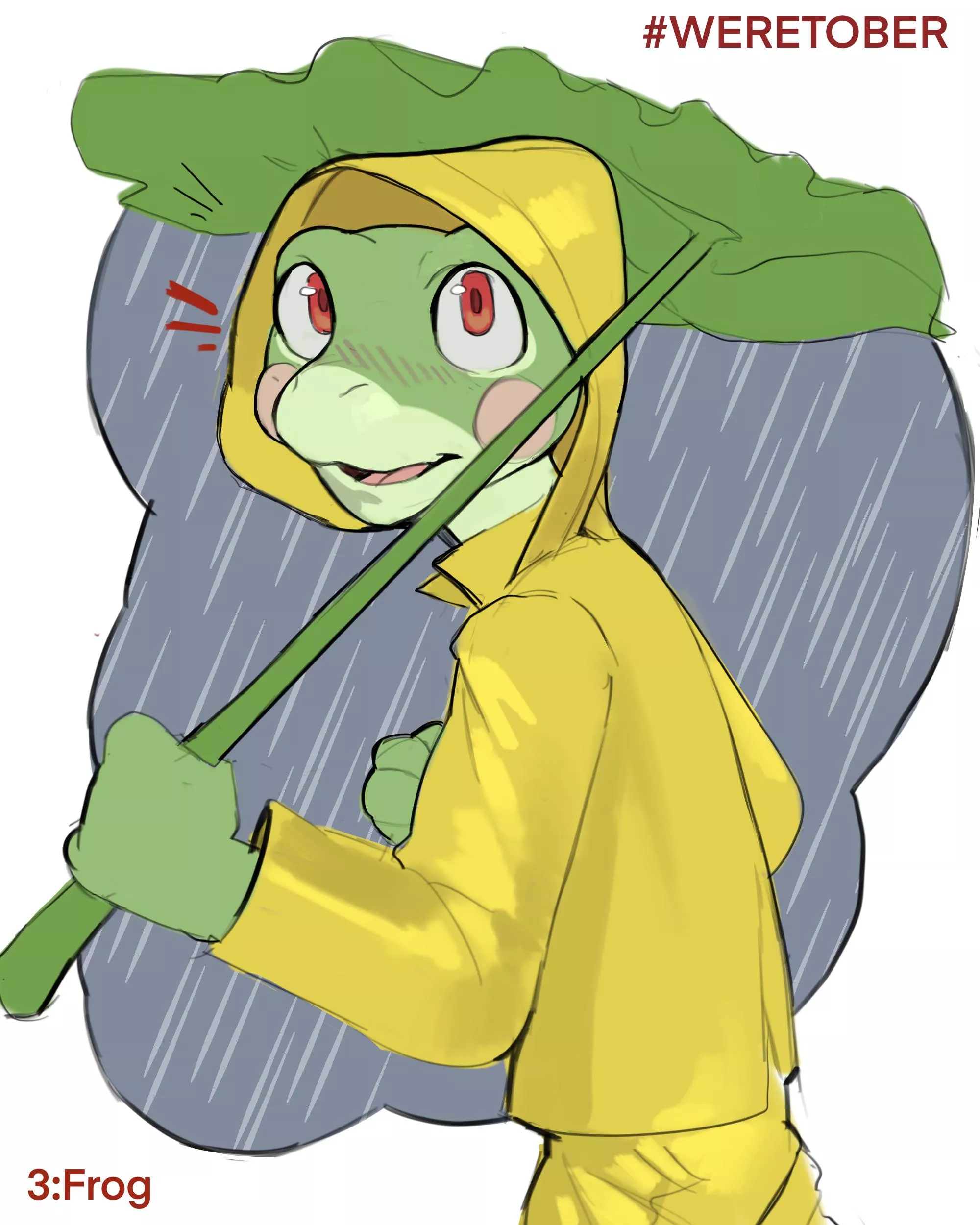 He’s frightened easily, but he’s happy to see it you! Third day of #Weretober, the prompt is “frog” 🐸(Twitter: Safarxbar) He’s frightened easily, but he’s happy to see it you! Third day of #Weretober, the prompt is “frog” 🐸(Twitter: Safarxbar)