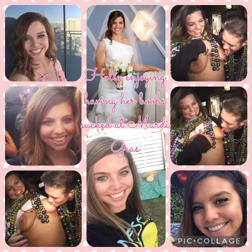 Holly loving getting her boobs sucked by a stranger at Mardi Gras