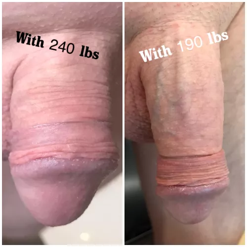 I [32] lost about 50 lbs the past months. One of the effects is that my dick looks bigger. What’s your opinion is it still a tiny one?