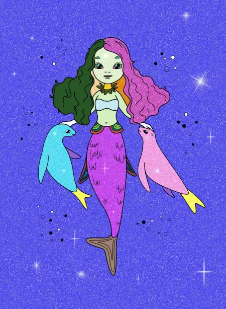 I colored this pretty mermaid in little space!