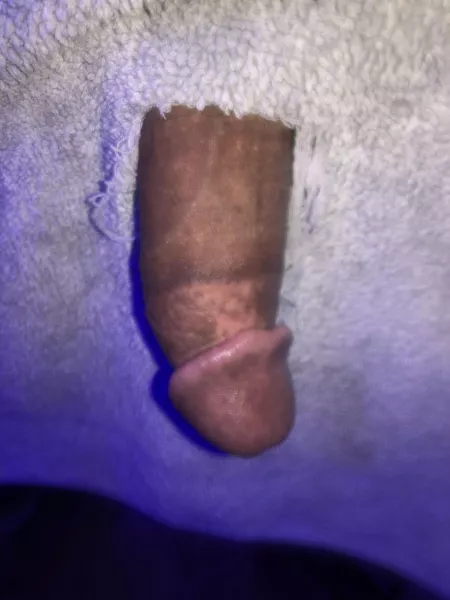 I forgot a hole in my towel and I stuck my softy through it