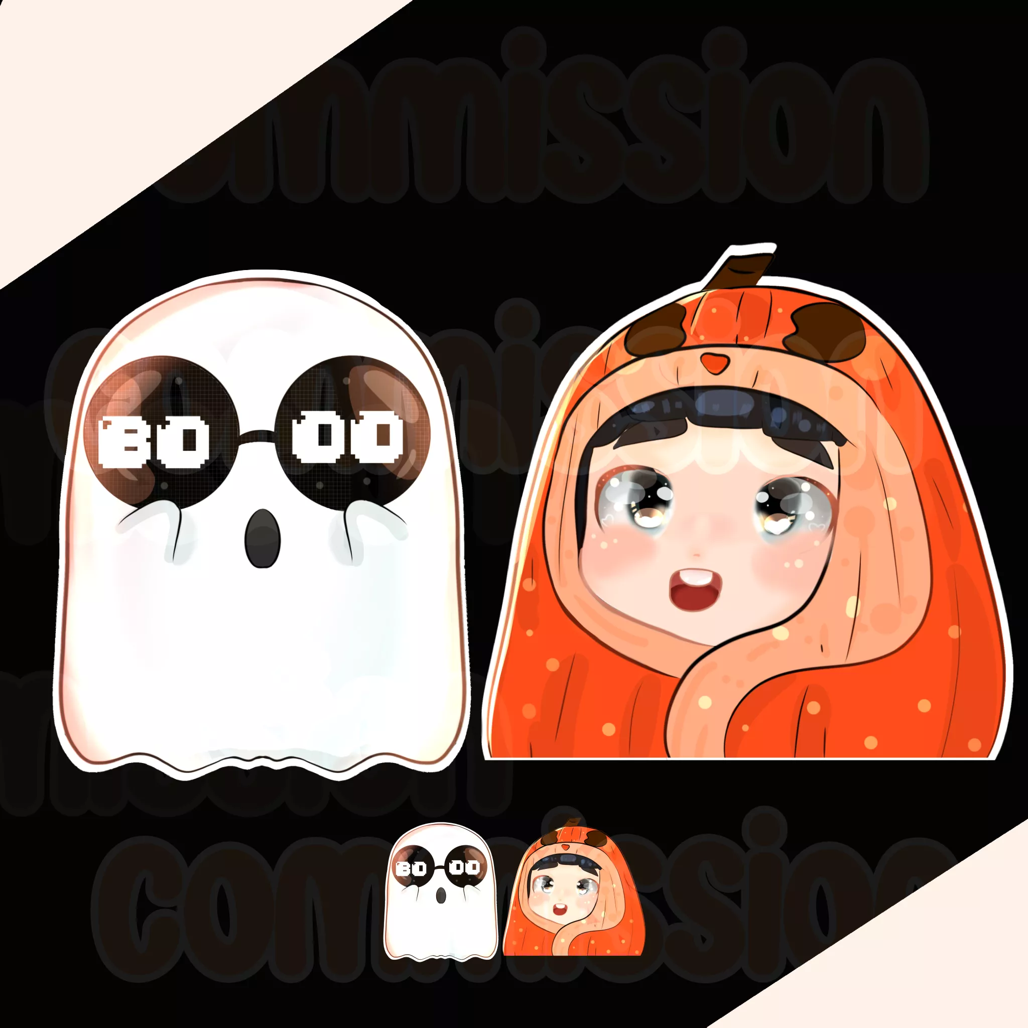 i made special halloween emotes for my twitch channel, what do you think? I want to do 2 more but I have no idea i made special halloween emotes for my twitch channel, what do you think? I want to do 2 more but I have no idea