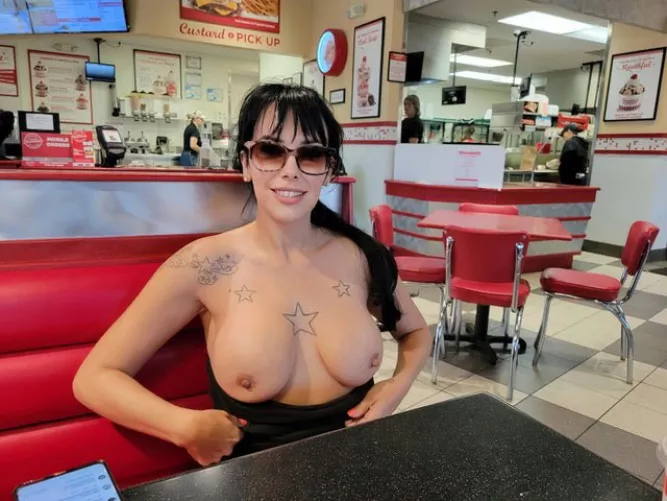 In the restaurant.....