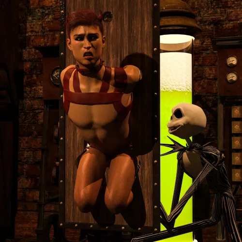 Jack Skellington's having fun with his captive twink!